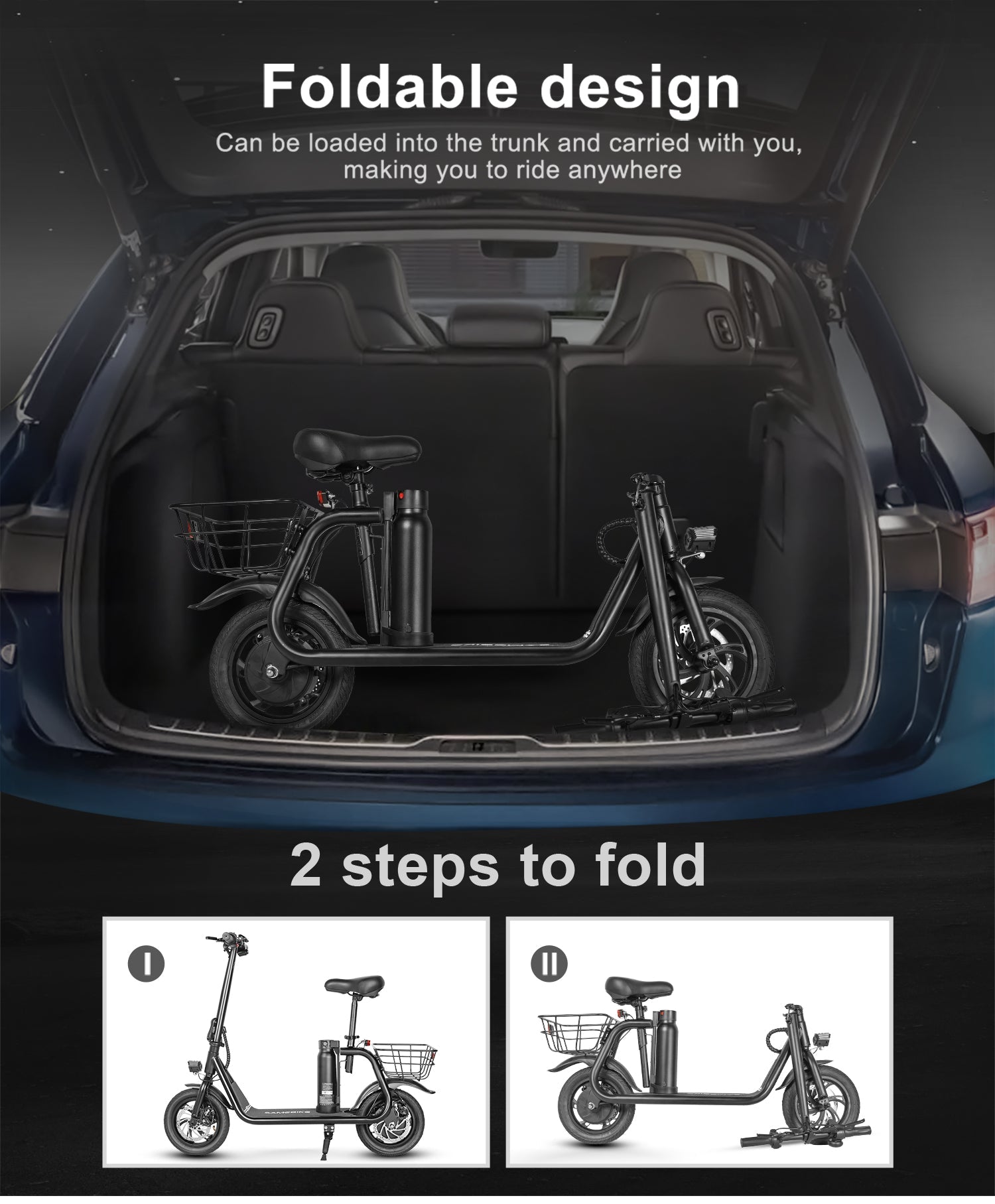 SM-C01 foldbar elektrisk scooter med sæde