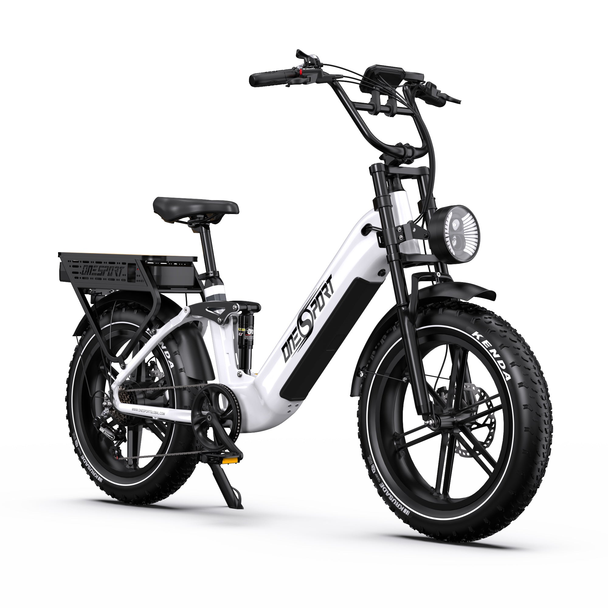 ONESPORT OT08PRO 20" Full Suspension Fat Tire Electric Bike 500W  Motor 48V 18Ah*2 Dual Battery